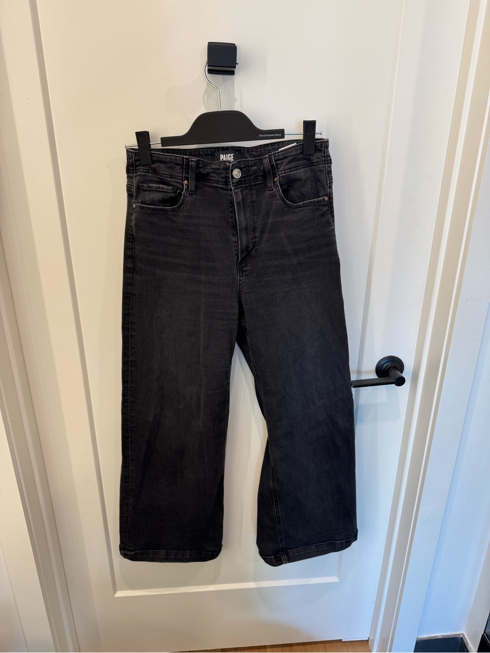 PAIGE Men's Dark Black Straight-Leg Jeans
